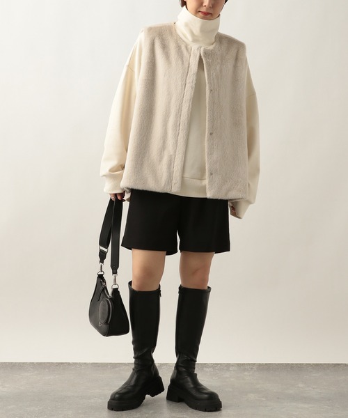 Heather（ヘザー）の「タックハーフパンツ　261818（その他パンツ・レディース・アイボリー/ブラック・S/M）」の5枚目の写真