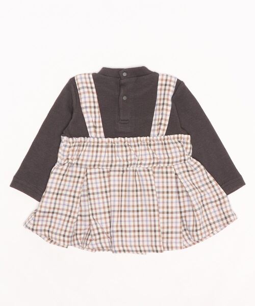 petit main（プティマイン）の「チェックチュニックつきロンT（Tシャツ/カットソー・キッズ・ベージュ/レッド・80ｃｍ/90cm/100cm/120cm/130cm/110cm）」の3枚目の写真