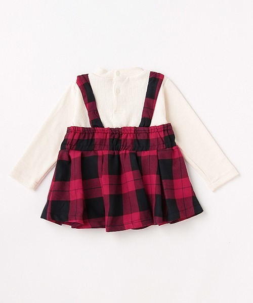 petit main（プティマイン）の「チェックチュニックつきロンT（Tシャツ/カットソー・キッズ・ベージュ/レッド・80ｃｍ/90cm/100cm/120cm/130cm/110cm）」の4枚目の写真