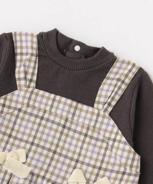 petit main（プティマイン）の「チェックチュニックつきロンT（Tシャツ/カットソー・キッズ・ベージュ/レッド・80ｃｍ/90cm/100cm/120cm/130cm/110cm）」の6枚目の写真