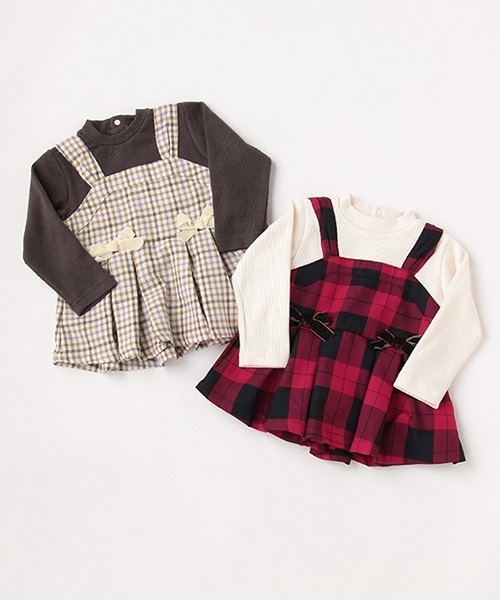 petit main（プティマイン）の「チェックチュニックつきロンT（Tシャツ/カットソー・キッズ・ベージュ/レッド・80ｃｍ/90cm/100cm/120cm/130cm/110cm）」の13枚目の写真