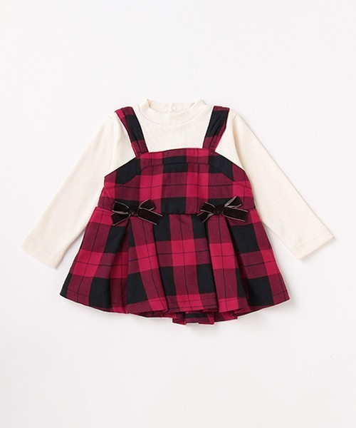 petit main（プティマイン）の「チェックチュニックつきロンT（Tシャツ/カットソー・キッズ・ベージュ/レッド・80ｃｍ/90cm/100cm/120cm/130cm/110cm）」の18枚目の写真