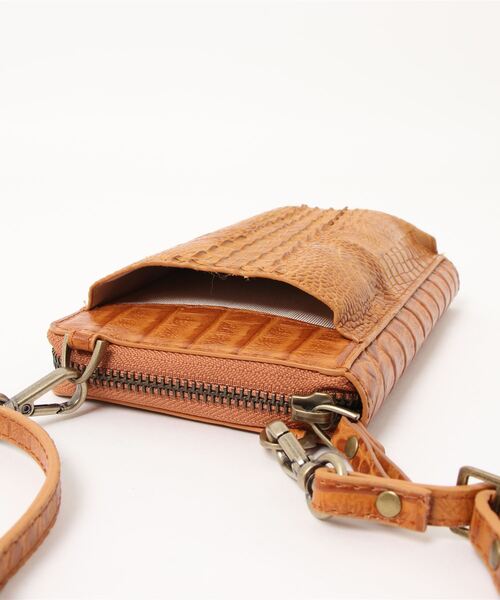 VEENA 1921（ヴィーナ）の「【VEENA 1921】スマホポーチ　お財布ポーチ　縦型　本革（ショルダーバッグ・レディース・ブラウン/パイソン/ブラック・FREE）」の4枚目の写真