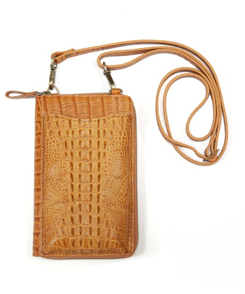 VEENA 1921（ヴィーナ）の「【VEENA 1921】スマホポーチ　お財布ポーチ　縦型　本革（ショルダーバッグ・レディース・ブラウン/パイソン/ブラック・FREE）」の3枚目の写真