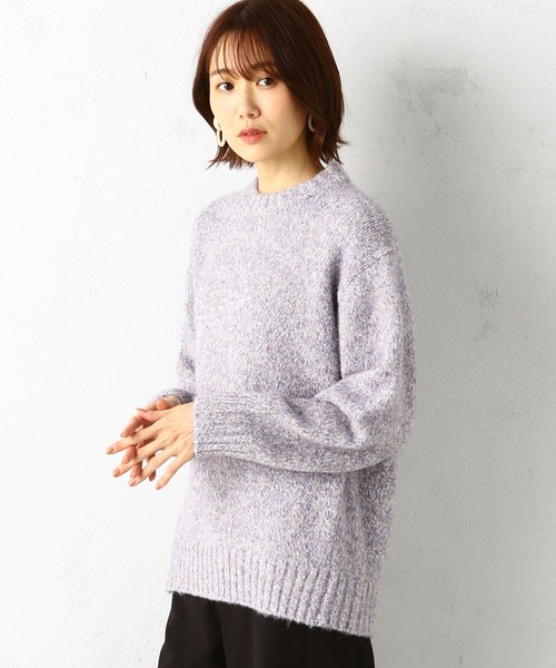 Petit Honfleur(プチオンフルール)の「ウォッシャブルモックネックパフスリーブニットプルオーバー(ニット/セーター・レディース・パープル/ピンク/モカ・M/L)」の3枚目の写真