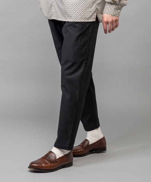 MR.OLIVE（ミスターオリーブ）の「バックサテン ストレッチ / ワンプリーツ テーパード イージーパンツ（スラックス・メンズ・オフホワイト/ブラック/ベージュ/グリーン・SMALL/MEDIUM/LARGE）」の8枚目の写真