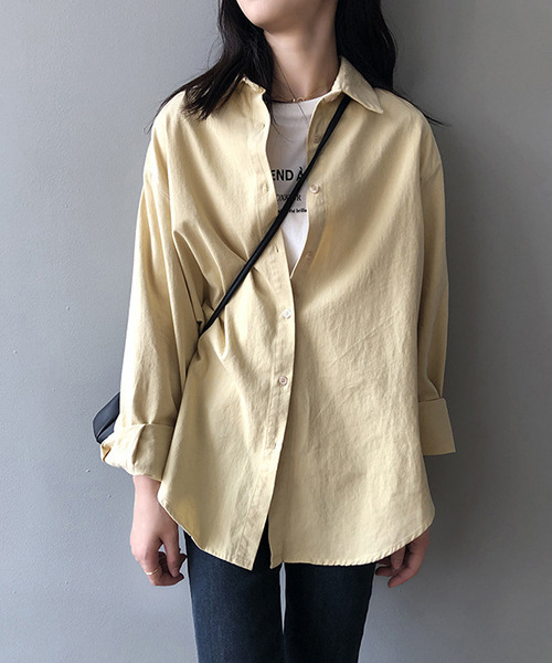 c.u.l（シーユーエル）の「【c.u.l:w】シンプルコットンカラーシャツ culw156（シャツ/ブラウス・レディース・パープル/イエロー/ブルー/ライトベージュ・M/L）」の8枚目の写真