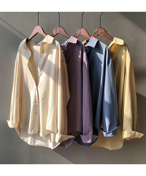 c.u.l（シーユーエル）の「【c.u.l:w】シンプルコットンカラーシャツ culw156（シャツ/ブラウス・レディース・パープル/イエロー/ブルー/ライトベージュ・M/L）」の11枚目の写真