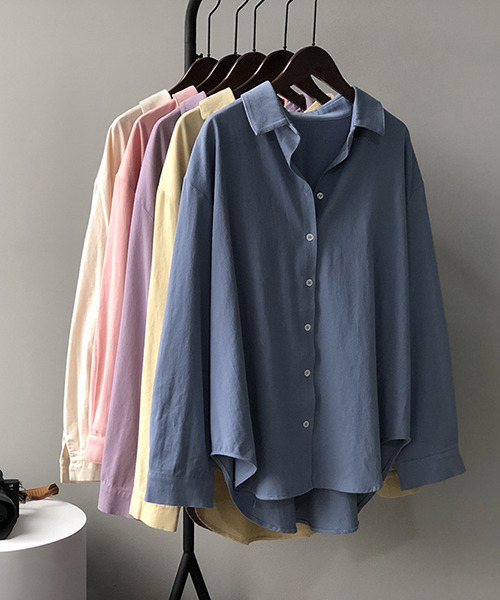 c.u.l（シーユーエル）の「【c.u.l:w】シンプルコットンカラーシャツ culw156（シャツ/ブラウス・レディース・パープル/イエロー/ブルー/ライトベージュ・M/L）」の13枚目の写真