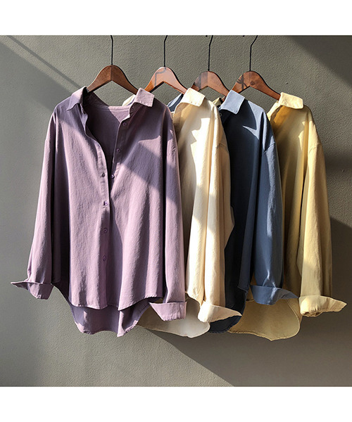 c.u.l（シーユーエル）の「【c.u.l:w】シンプルコットンカラーシャツ culw156（シャツ/ブラウス・レディース・パープル/イエロー/ブルー/ライトベージュ・M/L）」の16枚目の写真