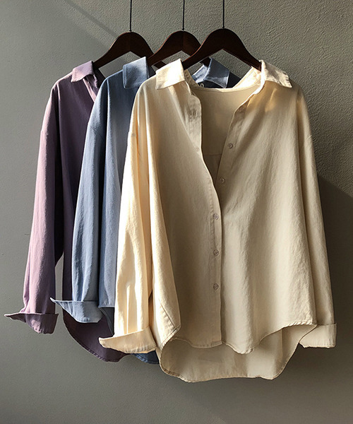 c.u.l（シーユーエル）の「【c.u.l:w】シンプルコットンカラーシャツ culw156（シャツ/ブラウス・レディース・パープル/イエロー/ブルー/ライトベージュ・M/L）」の17枚目の写真