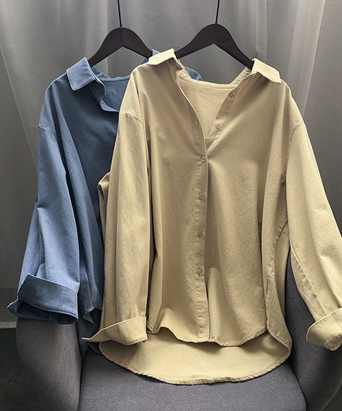 c.u.l（シーユーエル）の「【c.u.l:w】シンプルコットンカラーシャツ culw156（シャツ/ブラウス・レディース・パープル/イエロー/ブルー/ライトベージュ・M/L）」の19枚目の写真