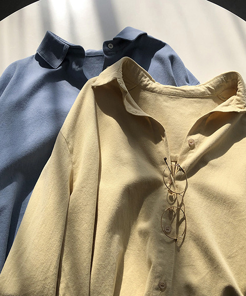 c.u.l（シーユーエル）の「【c.u.l:w】シンプルコットンカラーシャツ culw156（シャツ/ブラウス・レディース・パープル/イエロー/ブルー/ライトベージュ・M/L）」の20枚目の写真