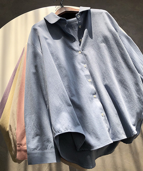 c.u.l（シーユーエル）の「【c.u.l:w】シンプルコットンカラーシャツ culw156（シャツ/ブラウス・レディース・パープル/イエロー/ブルー/ライトベージュ・M/L）」の22枚目の写真