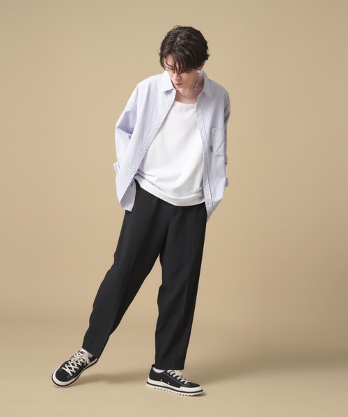 ADAMASTE（アダマスト）の「リネンタッチスリムテーパードスラックス（スラックス・メンズ・ブラック/オフホワイト・SMALL/MEDIUM/LARGE/X-SMALL）」の6枚目の写真