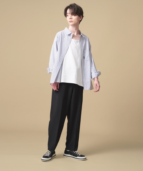 ADAMASTE（アダマスト）の「リネンタッチスリムテーパードスラックス（スラックス・メンズ・ブラック/オフホワイト・SMALL/MEDIUM/LARGE/X-SMALL）」の7枚目の写真