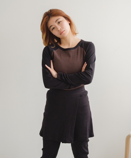 MILLER（ミラー）の「【Miller別注】ラグランボーダーチビT（Tシャツ/カットソー・レディース・ブラック/サックスブルー/グリーン/ブラウン・FREE）」の2枚目の写真