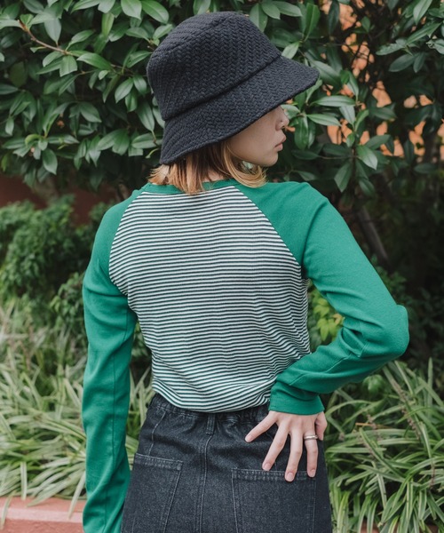 MILLER（ミラー）の「【Miller別注】ラグランボーダーチビT（Tシャツ/カットソー・レディース・ブラック/サックスブルー/グリーン/ブラウン・FREE）」の14枚目の写真