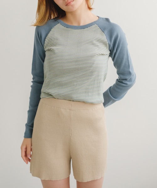 MILLER（ミラー）の「【Miller別注】ラグランボーダーチビT（Tシャツ/カットソー・レディース・ブラック/サックスブルー/グリーン/ブラウン・FREE）」の16枚目の写真