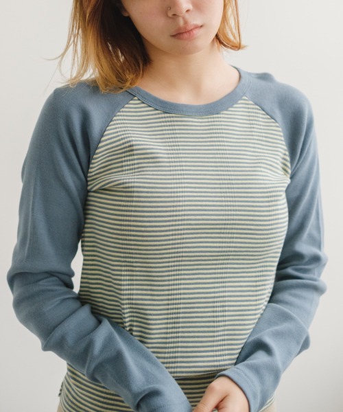 MILLER（ミラー）の「【Miller別注】ラグランボーダーチビT（Tシャツ/カットソー・レディース・ブラック/サックスブルー/グリーン/ブラウン・FREE）」の17枚目の写真