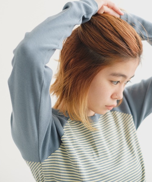 MILLER（ミラー）の「【Miller別注】ラグランボーダーチビT（Tシャツ/カットソー・レディース・ブラック/サックスブルー/グリーン/ブラウン・FREE）」の18枚目の写真