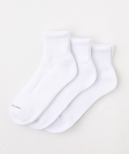FRUIT OF THE LOOM(フルーツオブザルーム)の「【FRUIT OF THE LOOM】クウォーターソックス / 3PACK SET SOCKS(ソックス/靴下・メンズ・ホワイト系その他/ホワイト/ブラック・FREE)」の4枚目の写真
