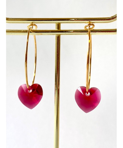 tone（トーン）の「【MUURABBTI】ハートのフープピアス(MA)（ピアス（両耳用）・レディース・その他/ローズ/レッド系その他・FREE）」の4枚目の写真