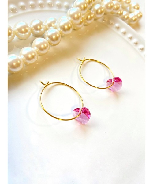 tone（トーン）の「【MUURABBTI】ハートのフープピアス(MA)（ピアス（両耳用）・レディース・その他/ローズ/レッド系その他・FREE）」の6枚目の写真
