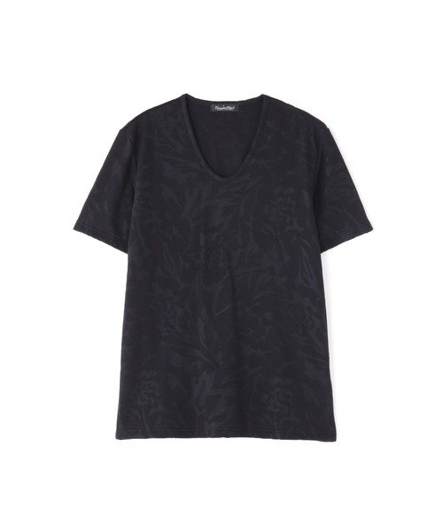 新品 TORNADOMART 黒 ドレープ 変形 半袖Ｔシャツ トルネードマート TORNADO MART∴ネックドレープTシャツ / TORNADO MART