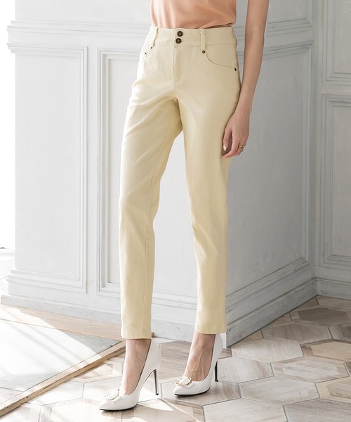 Julia Boutique（ジュリアブティック）の「ダブルボタンハイウエストスキニーパンツ/22040（その他パンツ・レディース・ブラック/ブラウン/ライトベージュ・LL/3L/S/M/L）」の3枚目の写真