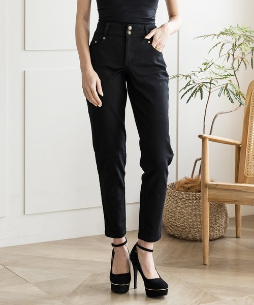 Julia Boutique（ジュリアブティック）の「ダブルボタンハイウエストスキニーパンツ/22040（その他パンツ・レディース・ブラック/ブラウン/ライトベージュ・LL/3L/S/M/L）」の4枚目の写真