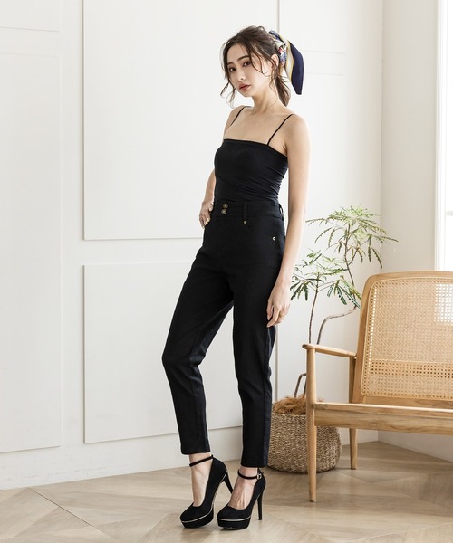 Julia Boutique（ジュリアブティック）の「ダブルボタンハイウエストスキニーパンツ/22040（その他パンツ・レディース・ブラック/ブラウン/ライトベージュ・LL/3L/S/M/L）」の5枚目の写真