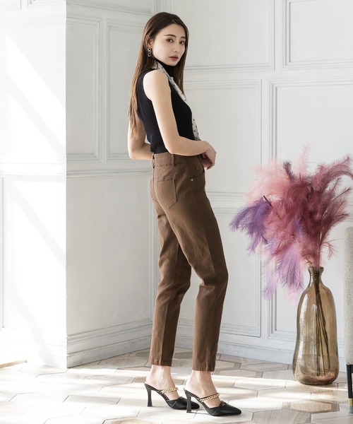 Julia Boutique（ジュリアブティック）の「ダブルボタンハイウエストスキニーパンツ/22040（その他パンツ・レディース・ブラック/ブラウン/ライトベージュ・LL/3L/S/M/L）」の7枚目の写真