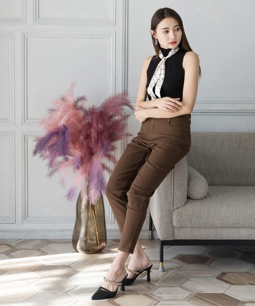 Julia Boutique（ジュリアブティック）の「ダブルボタンハイウエストスキニーパンツ/22040（その他パンツ・レディース・ブラック/ブラウン/ライトベージュ・LL/3L/S/M/L）」の9枚目の写真