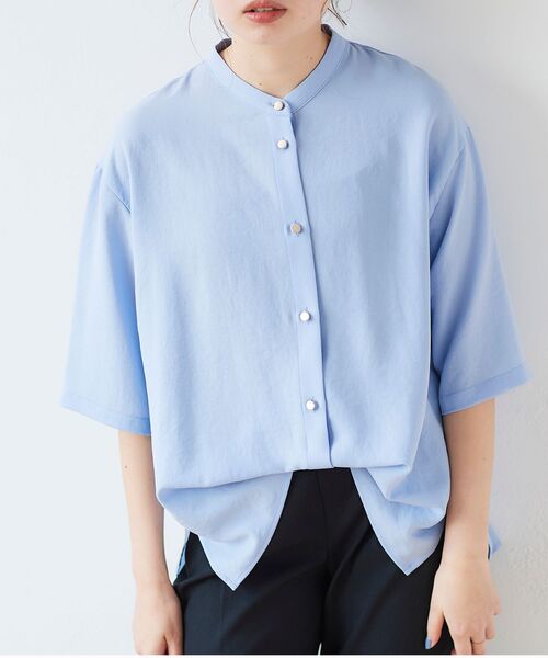 le.coeur blanc（ルクールブラン）の「2WAYジョーゼットブラウス（シャツ/ブラウス・レディース・オフホワイト/サックスブルー/ダークグレー・38）」の14枚目の写真