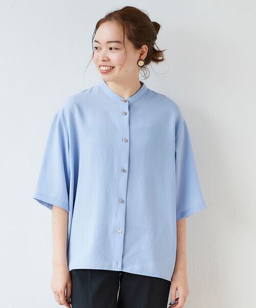 le.coeur blanc（ルクールブラン）の「2WAYジョーゼットブラウス（シャツ/ブラウス・レディース・オフホワイト/サックスブルー/ダークグレー・38）」の17枚目の写真