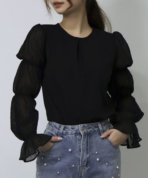 SAISON DE PAPILLON(セゾンドパピヨン)の「シアードッキングカットソープルオーバー(Tシャツ/カットソー・レディース・ブラック/アイボリー・フリー)」の17枚目の写真