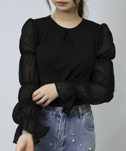 SAISON DE PAPILLON(セゾンドパピヨン)の「シアードッキングカットソープルオーバー(Tシャツ/カットソー・レディース・ブラック/アイボリー・フリー)」の18枚目の写真