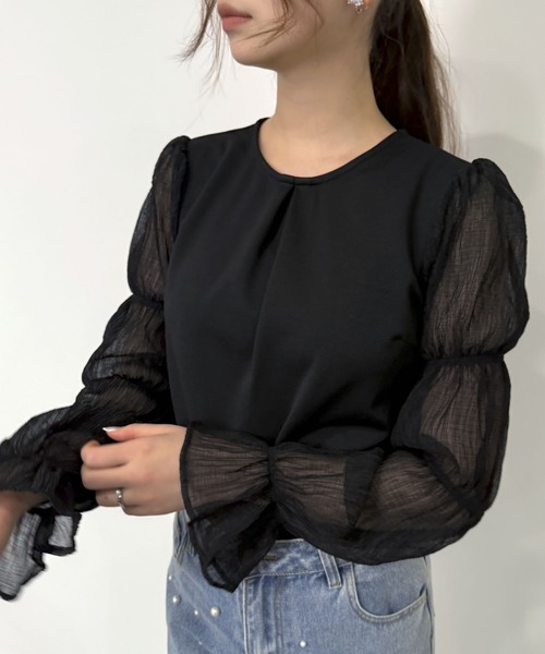 SAISON DE PAPILLON(セゾンドパピヨン)の「シアードッキングカットソープルオーバー(Tシャツ/カットソー・レディース・ブラック/アイボリー・フリー)」の19枚目の写真