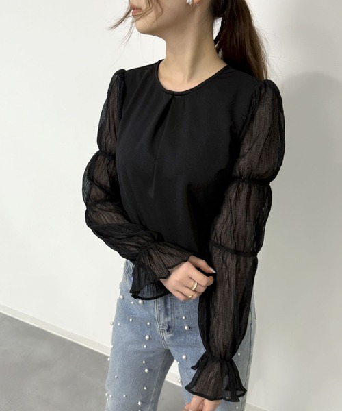 SAISON DE PAPILLON(セゾンドパピヨン)の「シアードッキングカットソープルオーバー(Tシャツ/カットソー・レディース・ブラック/アイボリー・フリー)」の20枚目の写真