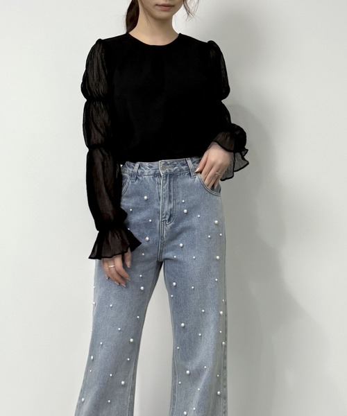 SAISON DE PAPILLON(セゾンドパピヨン)の「シアードッキングカットソープルオーバー(Tシャツ/カットソー・レディース・ブラック/アイボリー・フリー)」の21枚目の写真