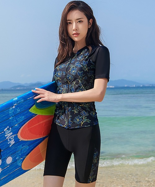 セール】レディース水着体型カバー フィットネスラッシュガード