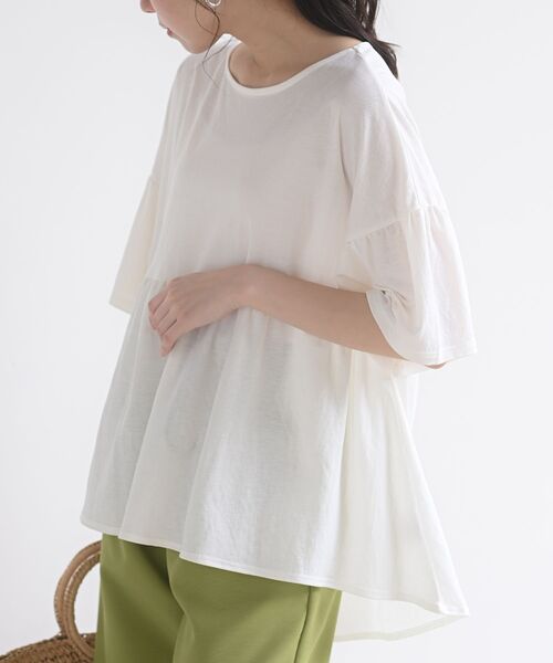 rps(アールピーエス)の「ギャザーフレアT(Tシャツ/カットソー・レディース・ブラック/オフホワイト/カーキ・M)」の2枚目の写真