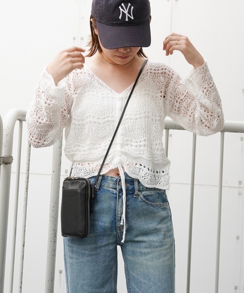 VENCEEXCHANGE（ヴァンスエクスチェンジ）の「クロシェ編みフロントシャーリングプルオーバー（ニット/セーター・レディース・ダークブルー/ブラック/ホワイト/グリーン/ピンク・M）」の22枚目の写真