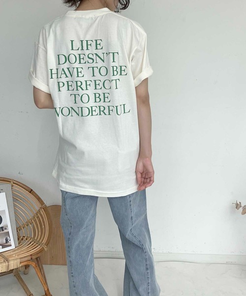 AS KNOW AS plus(アズノゥアズプラス)の「●バックロゴTシャツ(Tシャツ/カットソー・レディース・ピンク/スミクロ/アイボリー/オートミール・FREE)」の9枚目の写真