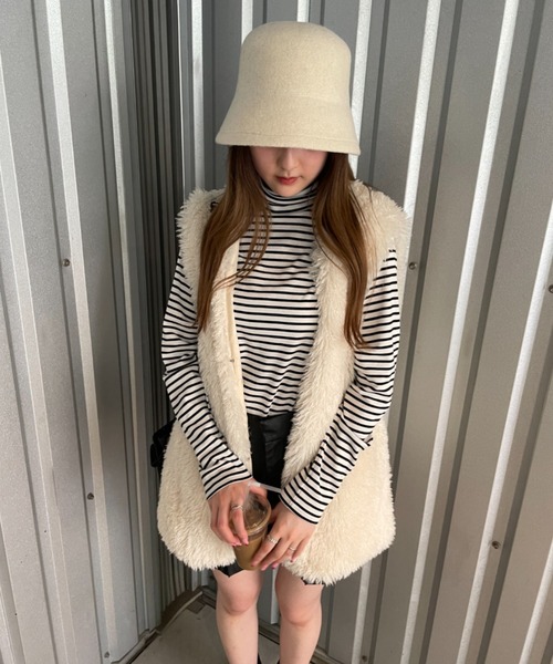 WEGO（ウィゴー）の「WEGO/ボリュームファーベスト（ベスト・レディース・ライトグレー/アイボリー/ライトブラウン/ブラック・FREE）」の9枚目の写真