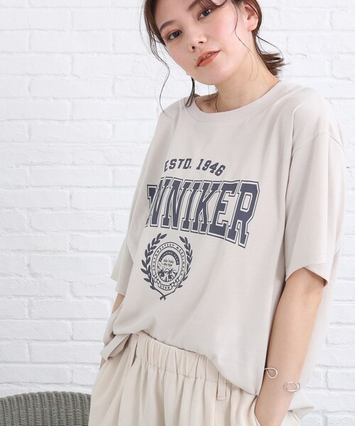 SHOO・LA・RUE(シューラルー)の「◆カレッジプリントTシャツ(Tシャツ/カットソー・レディース・カーキ/ナチュラル・01/02/03)」の21枚目の写真