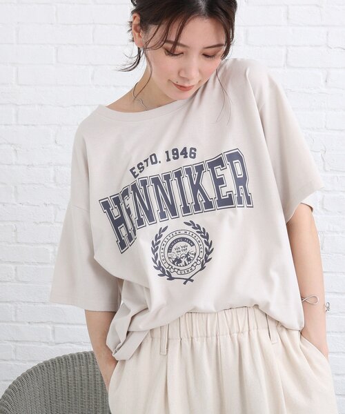 SHOO・LA・RUE(シューラルー)の「◆カレッジプリントTシャツ(Tシャツ/カットソー・レディース・カーキ/ナチュラル・01/02/03)」の12枚目の写真