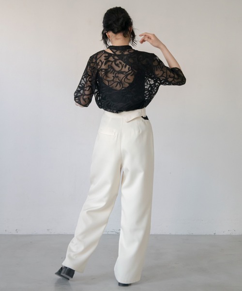 スキンアウトレースシアートップス（Tシャツ/カットソー