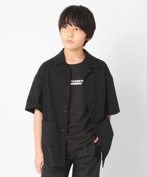 GLAZOS(グラソス)の「オックスストレッチ・オープンカラー半袖シャツ【セットアップ対応】(シャツ/ブラウス・キッズ・ブラック/カーキ・160cm/170cm/150cm)」の2枚目の写真